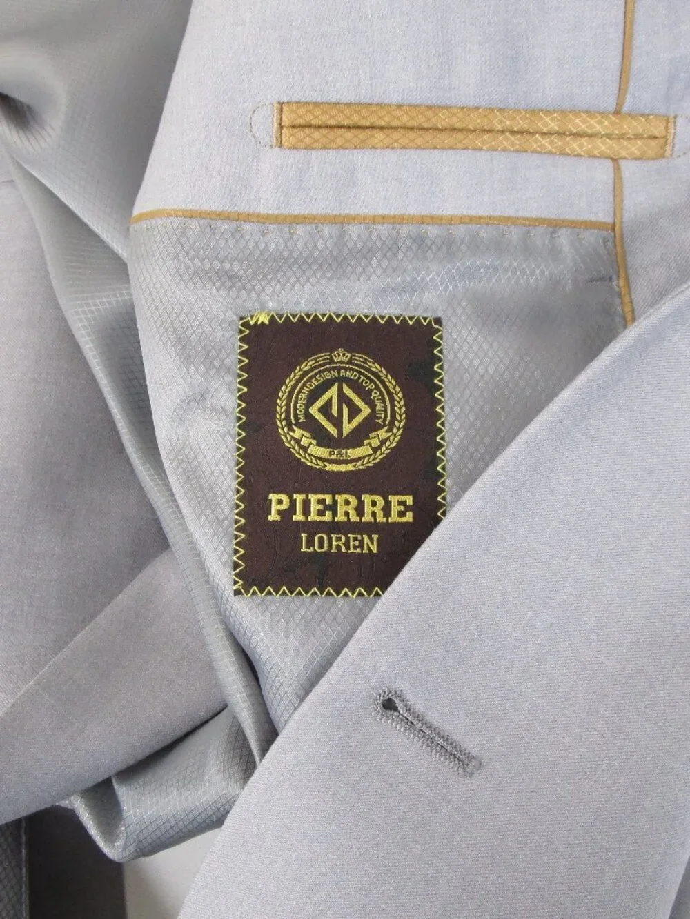 Pierre Loren Big & Tall Solid Light Gray Two Button Suit Size 56R Pants 52 X 29